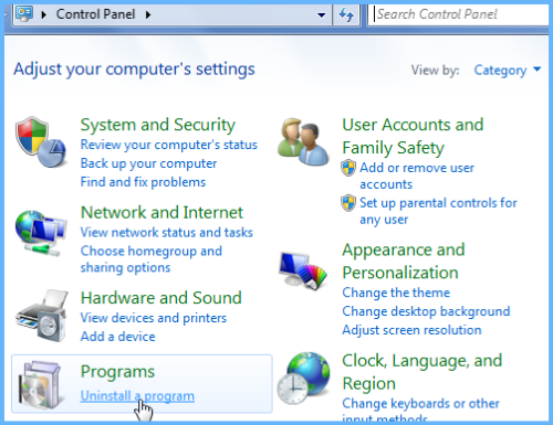 Windows 7 and Windows Visat Control Panel