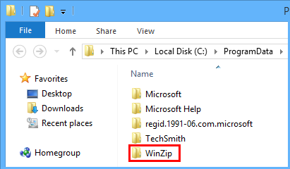 WinZip folder in ProgramData