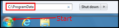 Click Start, type: C:\ProgramData