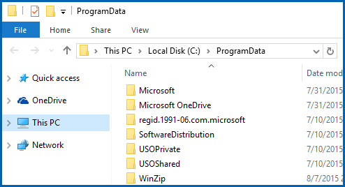 WinZip folder in ProgramData