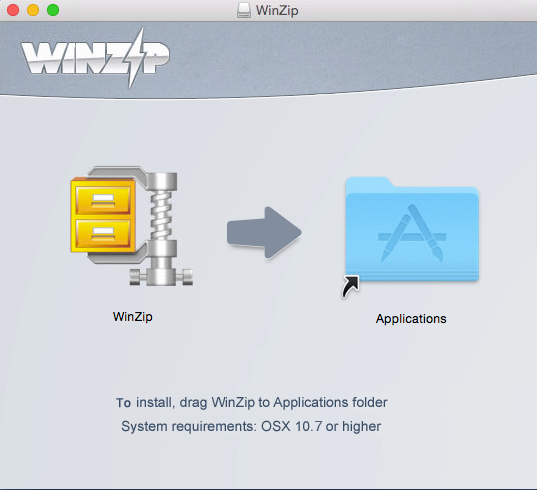Drag and drop WinZip to Applications