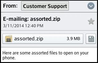 Open a Zip file attached to email