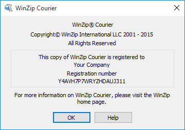 About WinZip Courier dialog