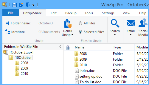 October3.zipx contains the folder itself along with files and subfolders