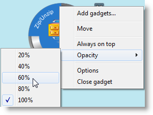 Configure Opacity for a gadget