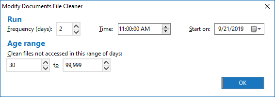 Edit the minimum and/or maximum number of days