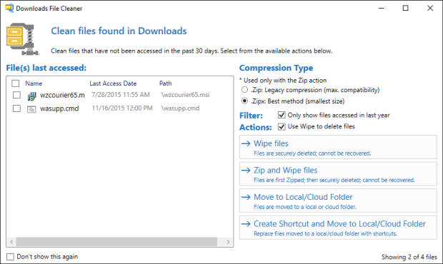 Clean Downloads window