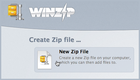 Click New Zip File in the Welcome screen