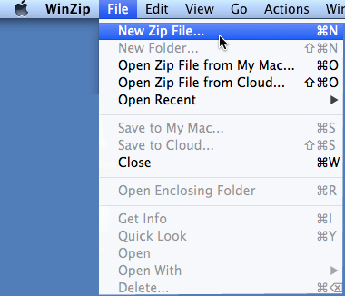Choose New Zip File on the File menu