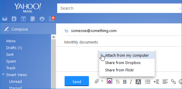 Attach a file in Yahoo! mail