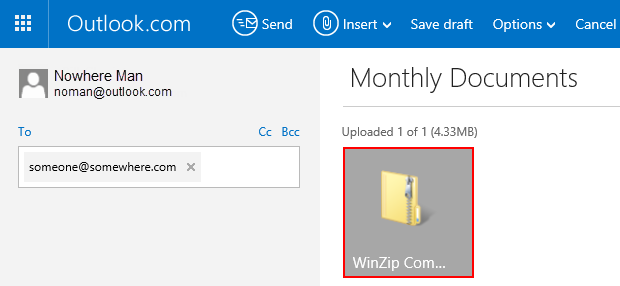 Zip file is attached to the message