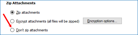 Uncheck the Zip files box
