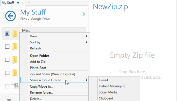 Share single existing files or folders
