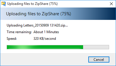 Zip file uploading to default share service