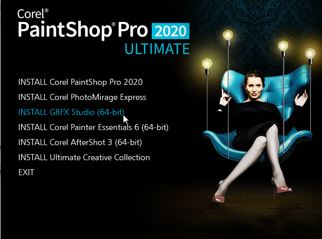 How do I install and use the free version of GRFX Studio that comes with  PaintShop Pro 2020 Ultimate?