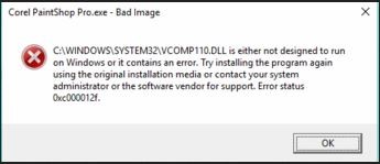 Paintshop Pro X9 Vcomp110 Dll Error When Launching The Program After Installation On Windows 10 Anniversary