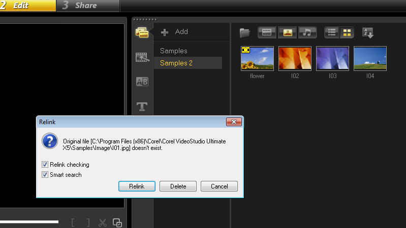 videostudio pro x10 what does reset library mean