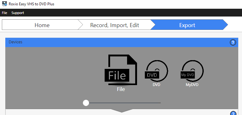 Device profile selection list