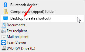 create shortcut on desktop