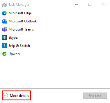 Task Manager more details button