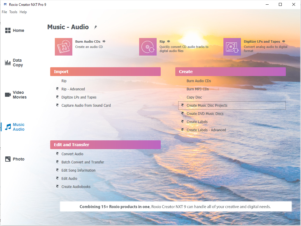 Create music disc projects in Creator NXT 9 launcher