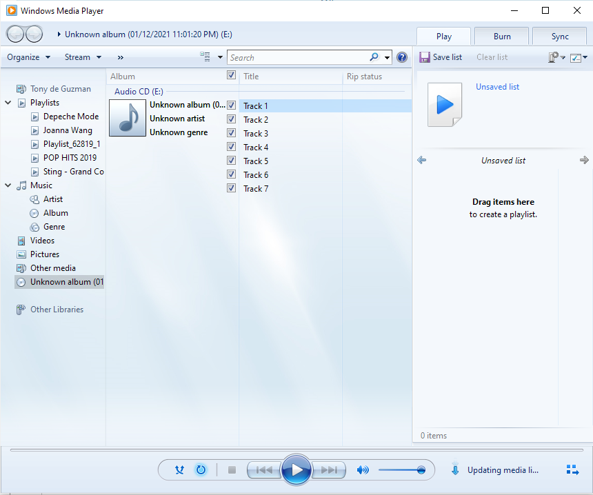Mixed mode CD in Windows Media Player