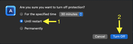 Acronis - turn off protection until restart.