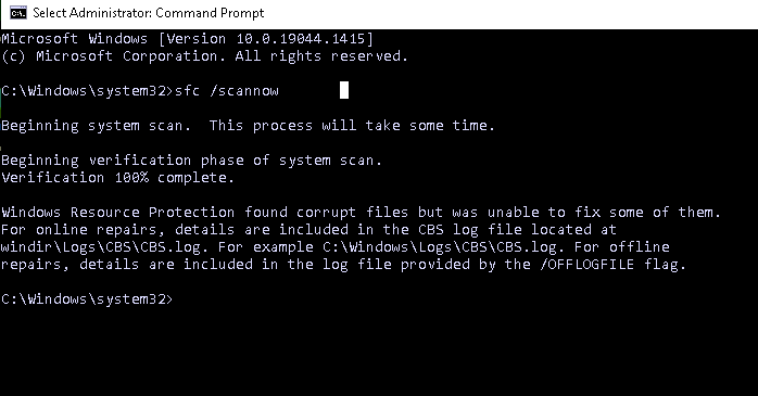 sfc /scannow could not repair files