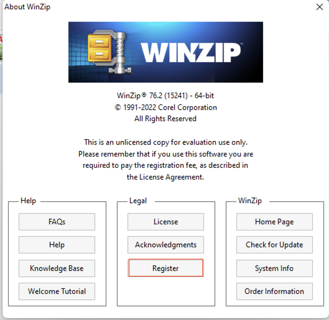 KB Corel: WinZip Registration Guide